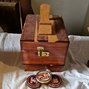 Wooden Shoe Shine Kit with Brass Lock
